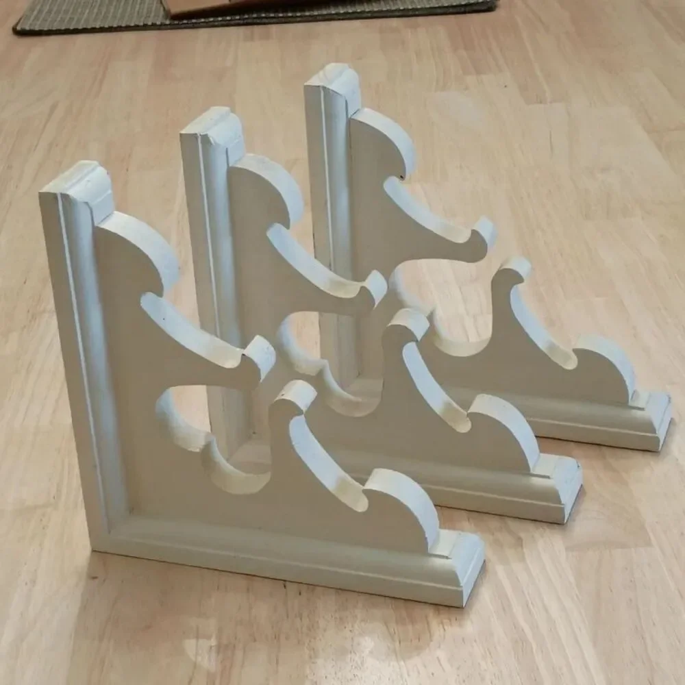 White Painted Wood Corbels Set of Three Wall hanging Corbels